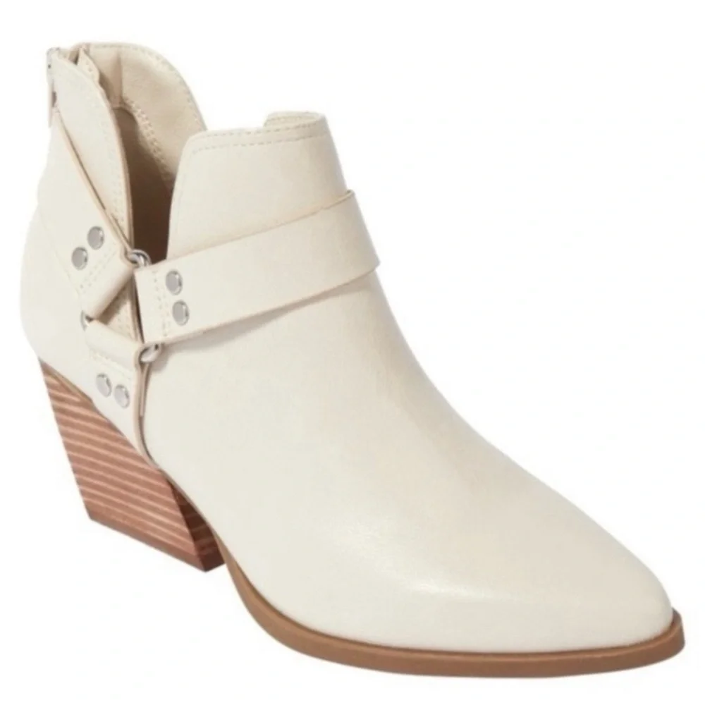 DOLCE VITA Dennys white western horsebit cowboy ankle booties block heel - Picture 1 of 6